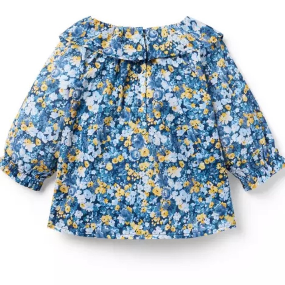 Janie and Jack Blue and Yellow Floral Blouse - Picture 3 of 4